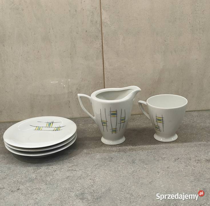 filiżanka spodeczki i mlecznik porcelana Siemianowice Śląskie