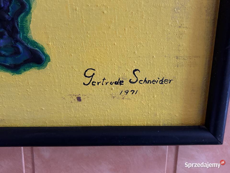 Obraz z 1971 roku GERTRUDE SHNEIDER duży Kosianka-Boruty