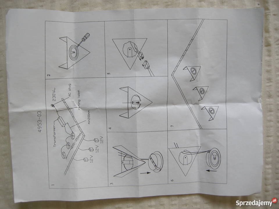 Trójkątna oprawa podszafkowa żarówki zasilacz Rzeszów