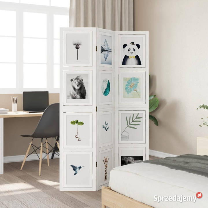 Parawan pokojowy 3panelowy biały lite drewno