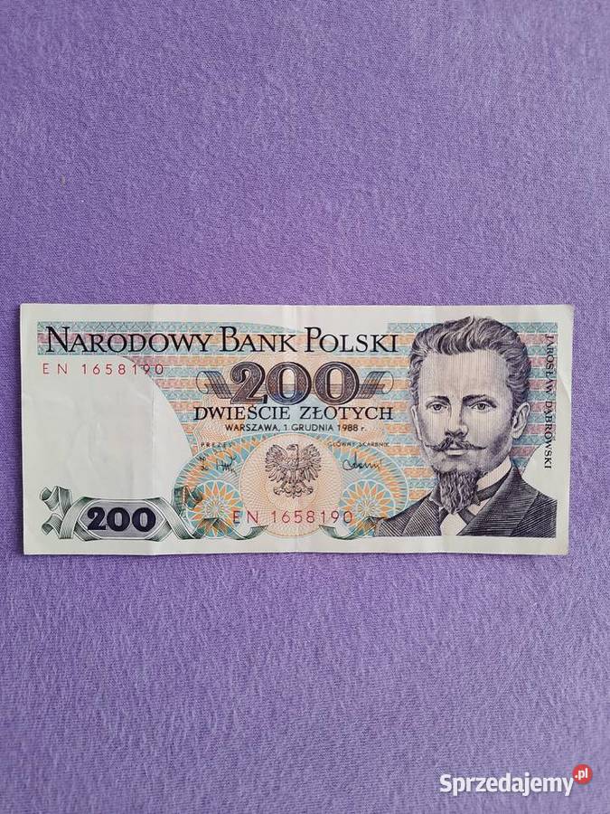 Banknot 200 1988 r Jarosław Dąbrowski seria EN Pozostałe śląskie Sosnowiec