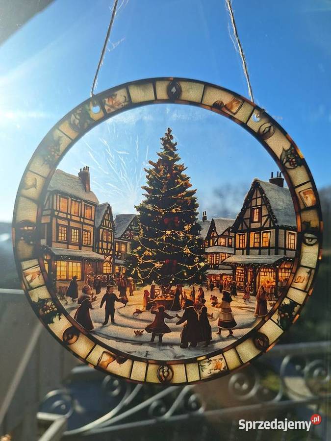 Witraż świąteczny na okno szybę dekoracja ozdoba Kalisz