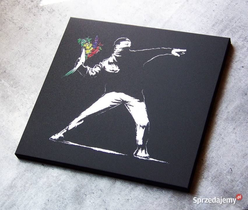BANKSY Flower Thrower Obraz ręcznie grawerowany świętokrzyskie Sandomierz