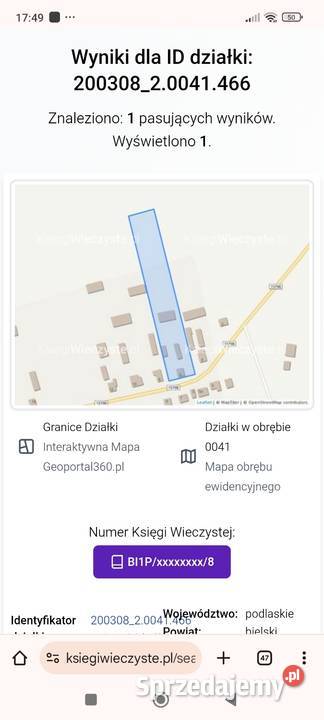 Na Siedlisko w miejscowości Szpaki gm Wyszki