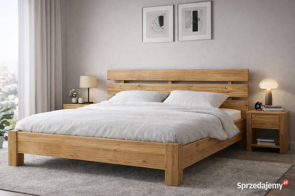 Łóżko dębowe lite solidne Łóżka i materace Ropczyce