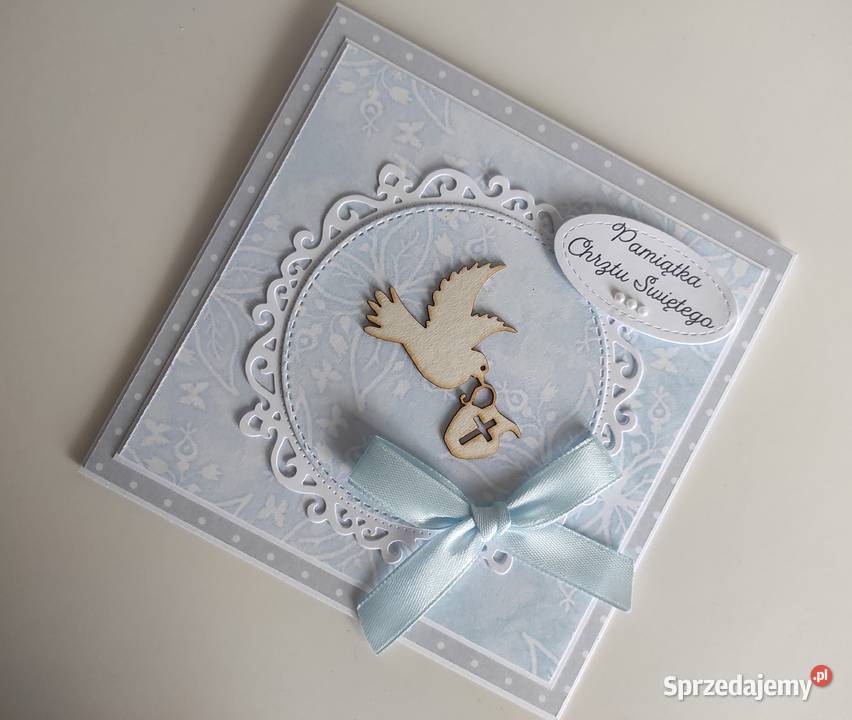 Kartka ręcznie robiona na Chrzest Święty z Łódź