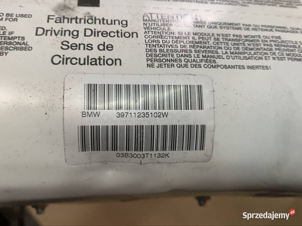 39711235102W airbag Poduszka powietrzna pasażera Rok produkcji 2003 Szczecin
