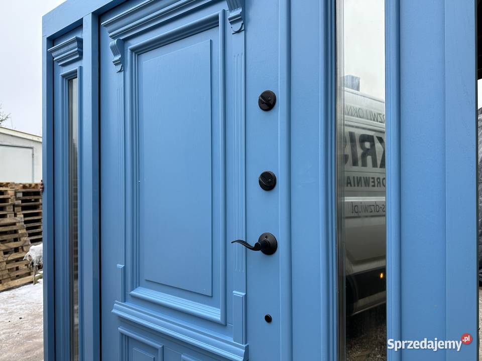 Drzwi zewnętrzne drewniane RĘKI Z SCHLAGE CAŁA Grzybno