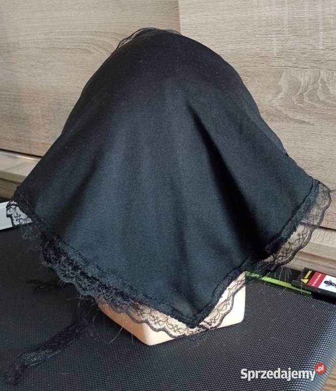 Nowa chusta ozdobna czarna z koronką Sokolniki-Las