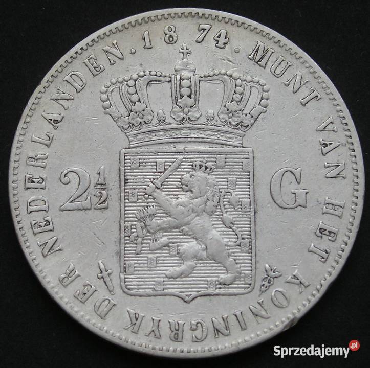 HOLANDIA 2 12 GULDENA 1874 KRÓL WILLEM WILHEM