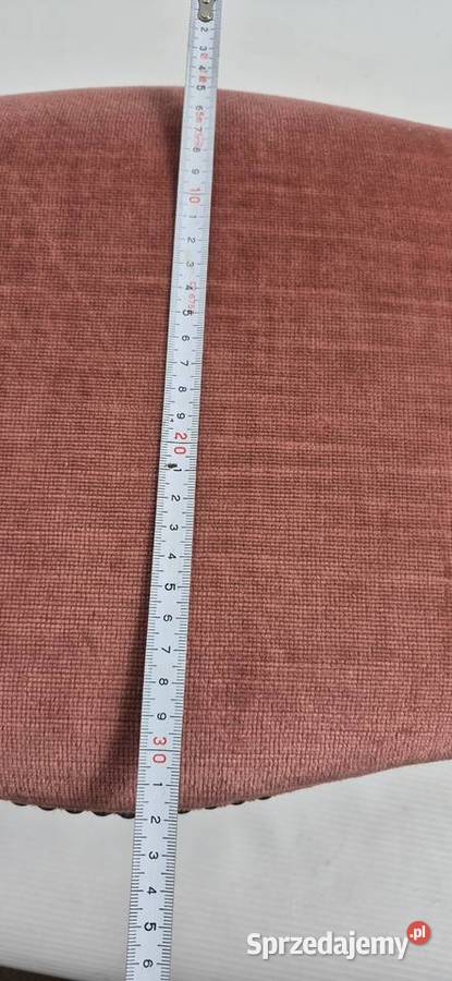 Stylowy Podnóżek Vintage Różowy Welur Drewno Biłgoraj