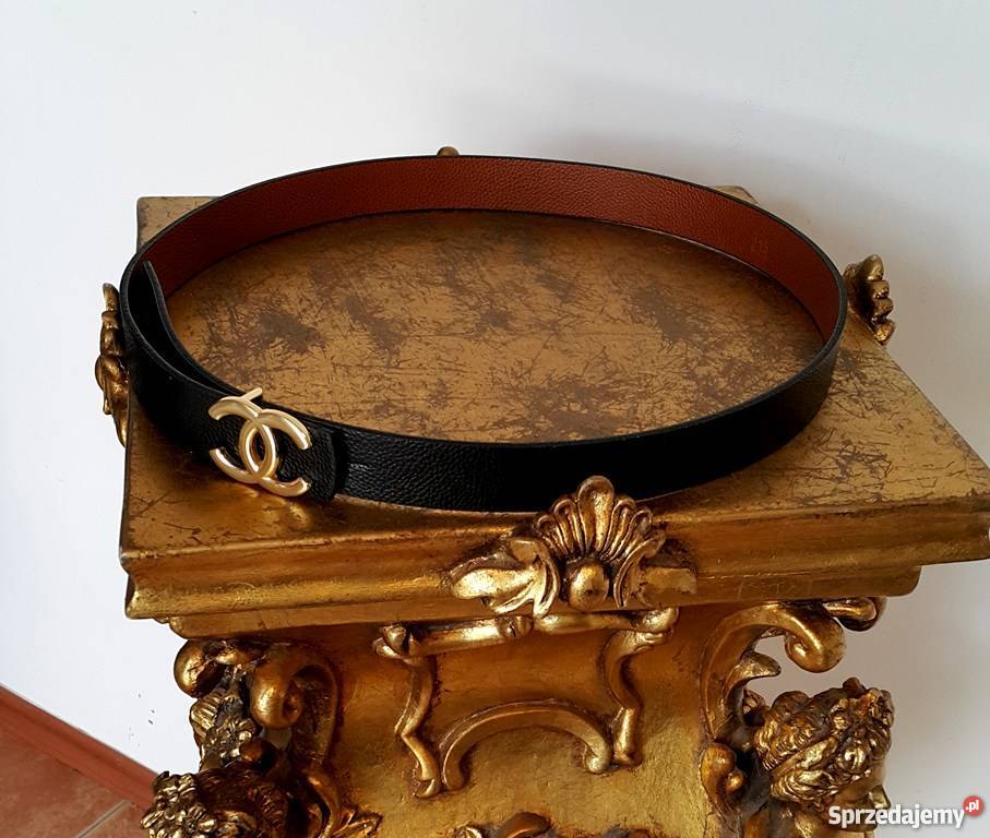 PASEK CHANEL DWUSTRONNY PASEK CC CZARNY RUDY żółty/złoty Bydgoszcz