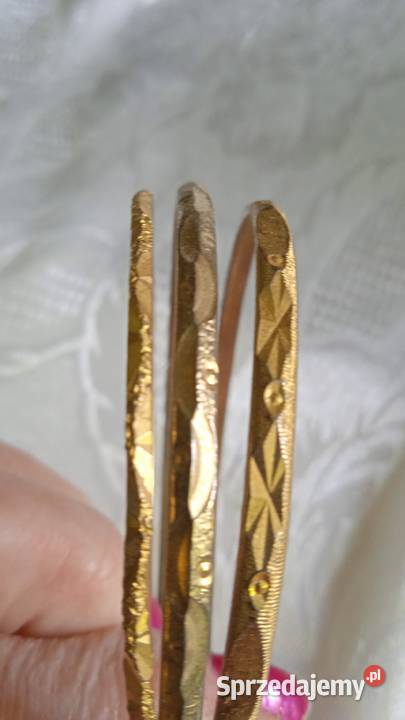 TRZY ZŁOCONE FREZOWANE BRANSOLETKI KÓŁKA Piła sprzedam