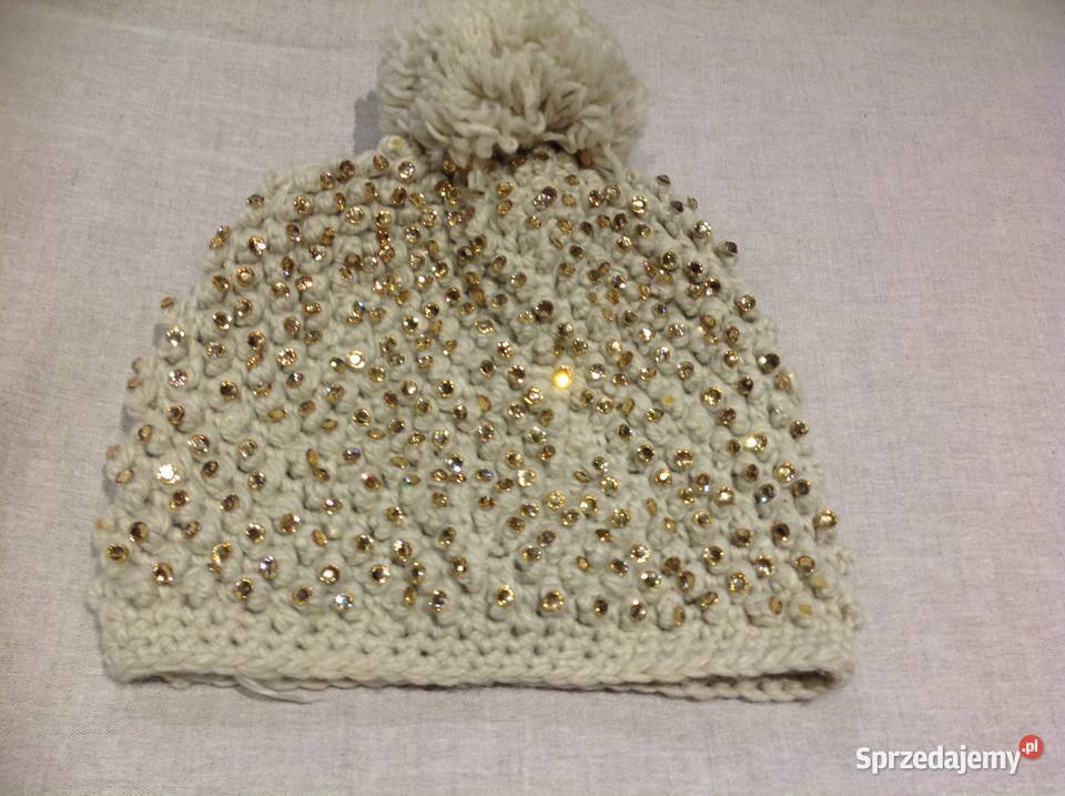 Czapka beżowa wełniana Damska Nowa Sól