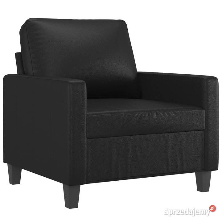 4osobowa sofa z poduszkami czarna sztuczna skóra mazowieckie Warszawa