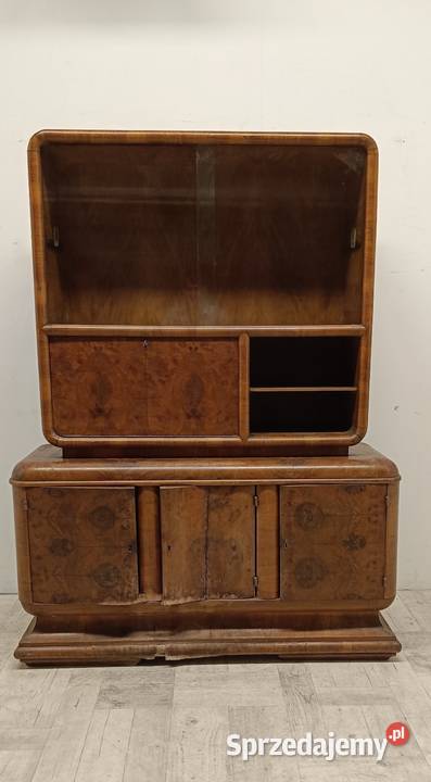 kredens witryną biblioteka art deco orzech lata Radomsko