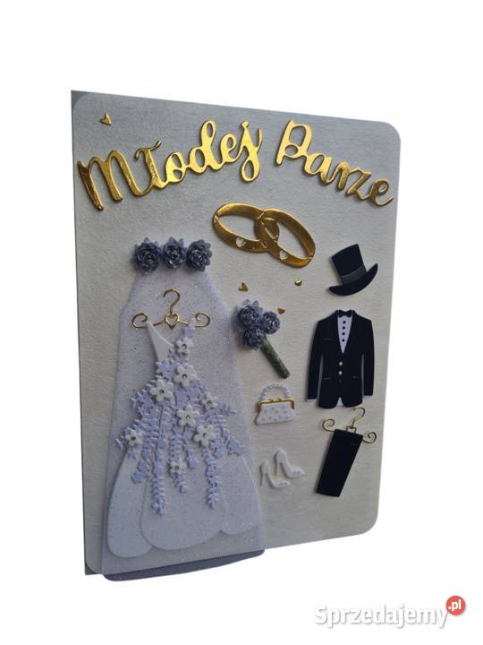 Kartka ślubna z welonem Brzeziny