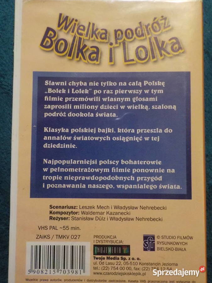 Wielka podróż Bolka i Lolka 2xVHS 2 płyty Sopot