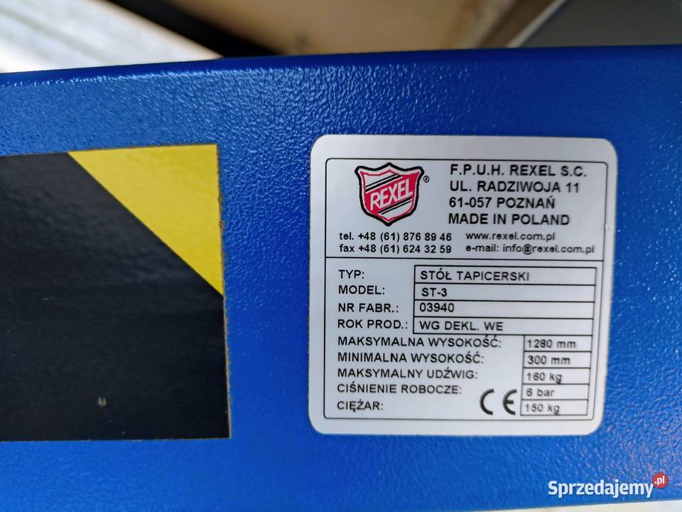Stół Tapicerski pneumatyczny REXEL ST3 posiadam Produkcja świętokrzyskie Suchedniów