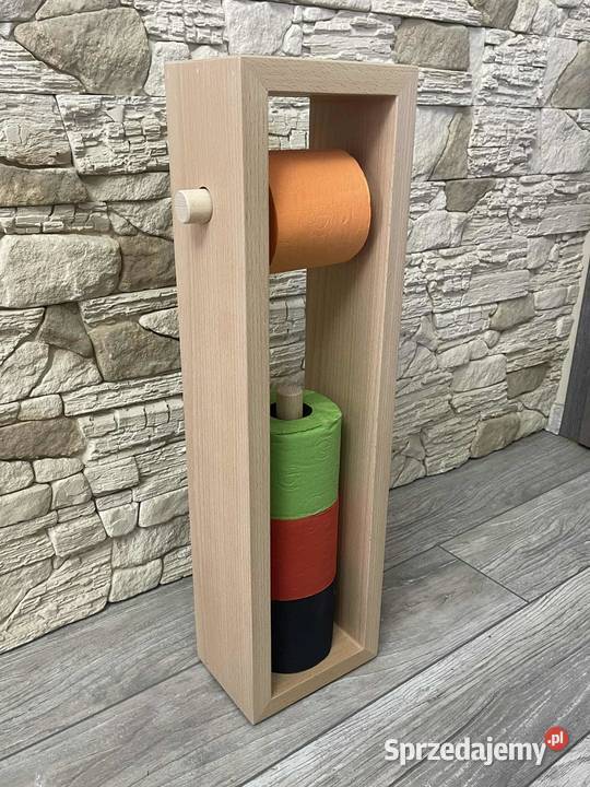 Stojak na papier toaletowy uchwyt drewniany Dębica sprzedam