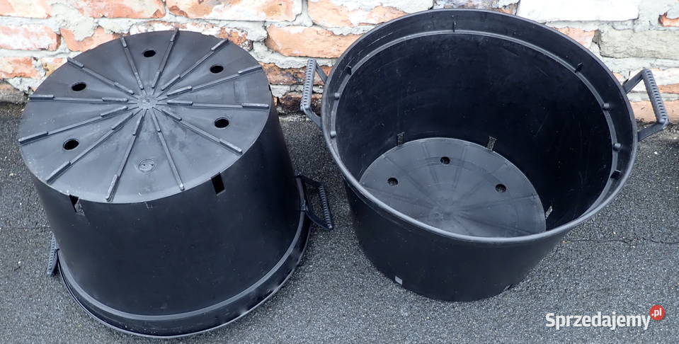 Doniczki 40L litrów z uchwytami Szerokie 46 40L czarny