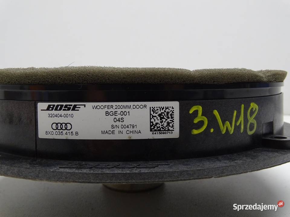 GŁOŚNIK DRZWI PRZÓD PRZEDNI BOSE 8X0035415B AUDI