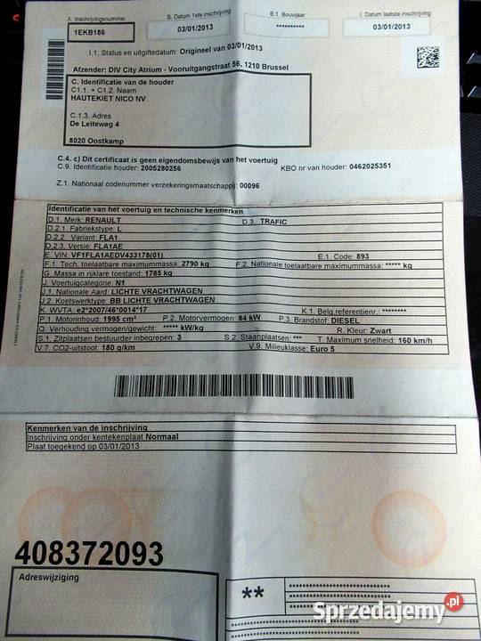 Renault Trafic 20dCi 115 20122013 niski przebieg Kutno