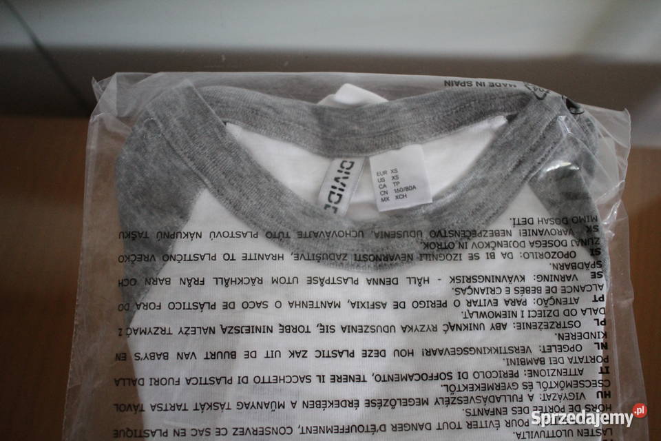 szara biała koszulka top bluzka HM xs 34 Toruń