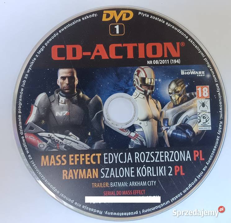 CD Action DVD 1 082011 Mass Effect Rayman Zbylitowska Góra