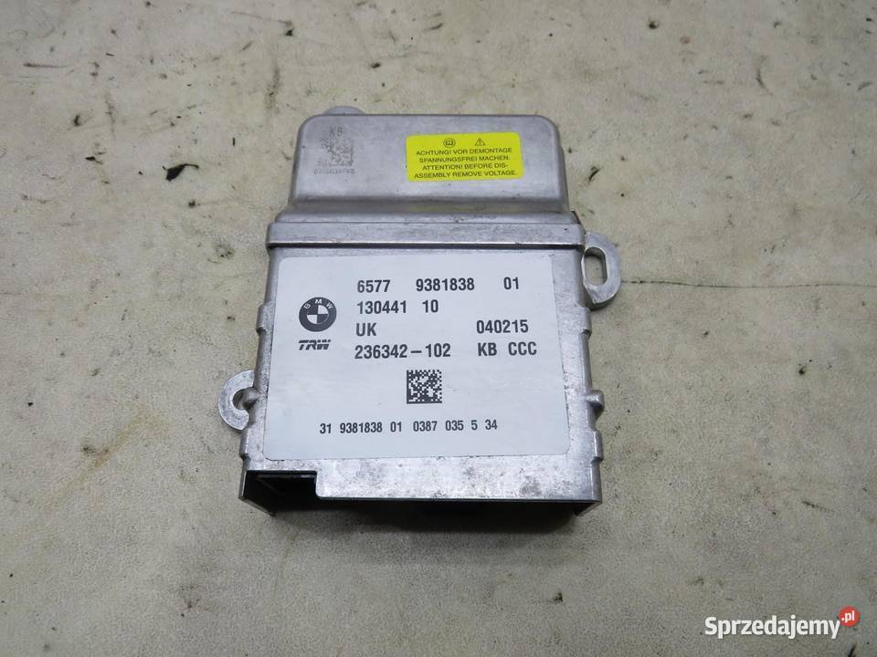 MODUŁ SENSOR AIRBAG PODUSZEK BMW I3 REX 9381838 Motoryzacja