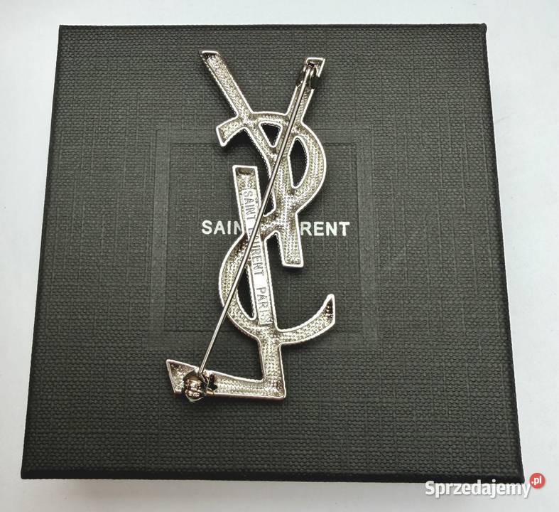 Broszka YSL srebrna metaliczna Warszawa sprzedam