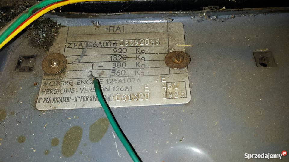Fiat 126 VIN ZFA Orginał manualna Ciechocinek