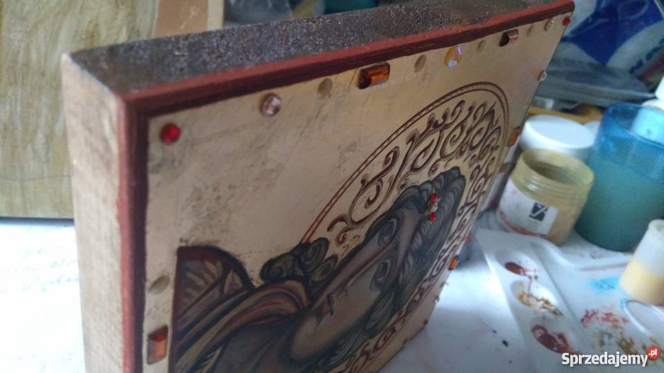 Ikona Pisana Anioł Złotowłosy na desce lipowej