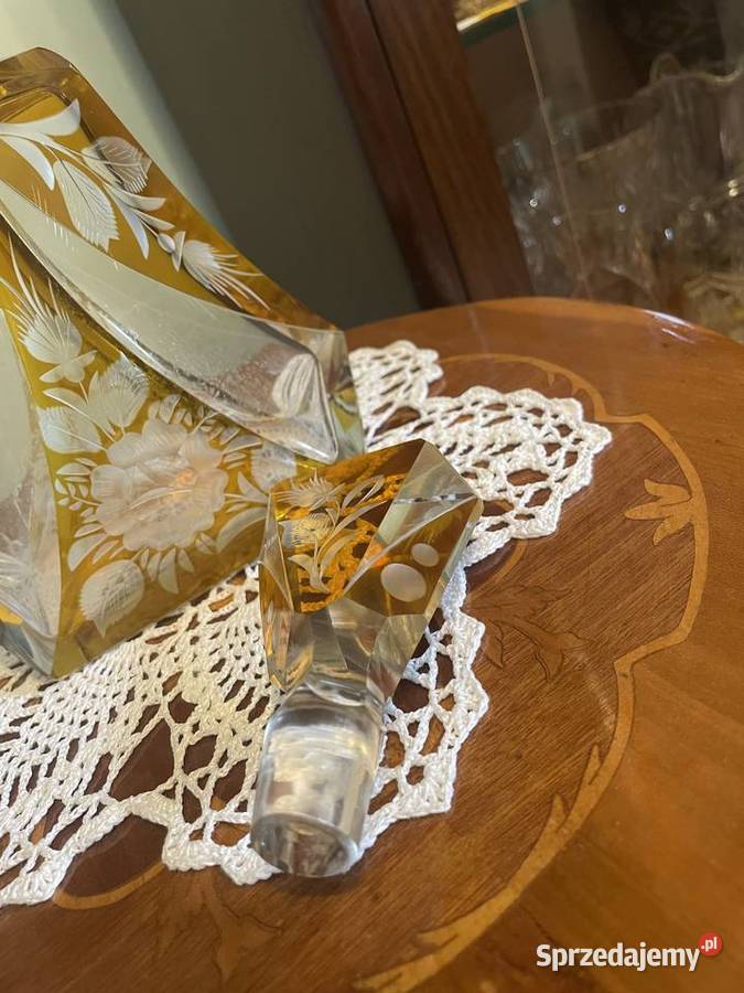 Karafka z kieliszkami z krysztalu Bohemia Jelenia Góra