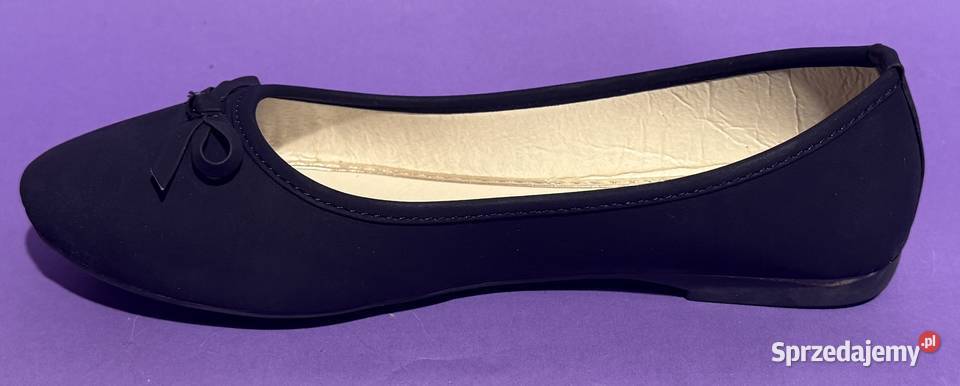 Czarne gładkie baleriny z kokardą rozmiar 38 Żyrardów