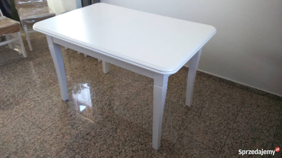 Stół piękny glamour 120x80/190 rozkładany biały