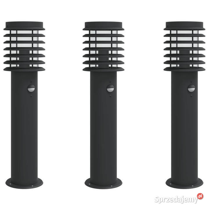 Lampy ogrodowe na słupku z czujnikiem 3 czarne Warszawa