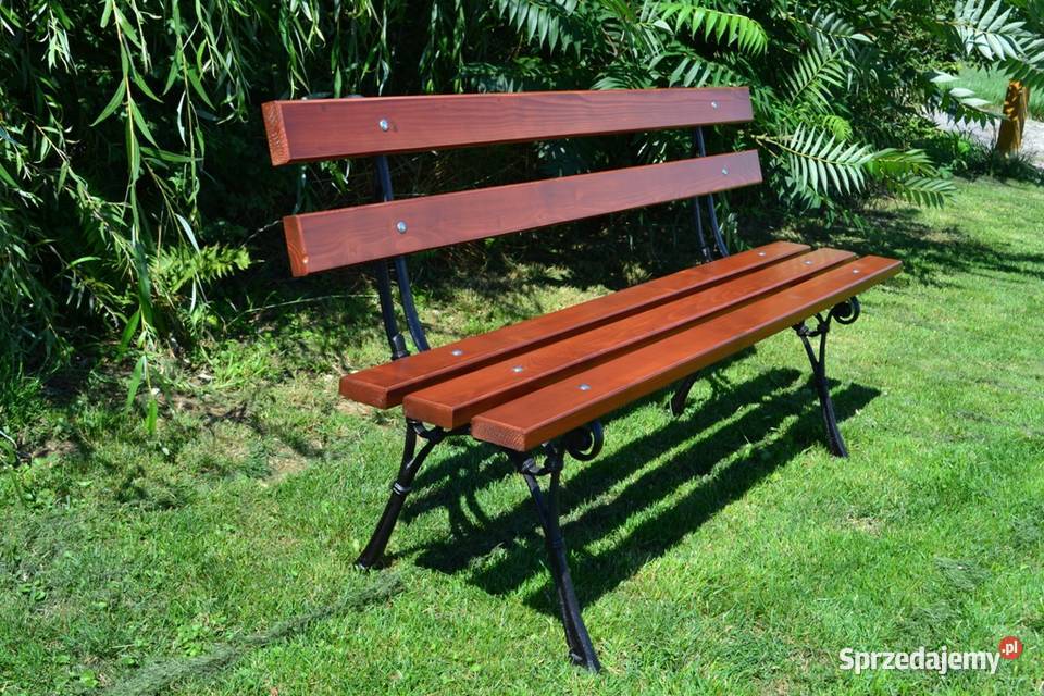 ławka parkowa ogrodowa miejska z oparciem gruba Gorlice