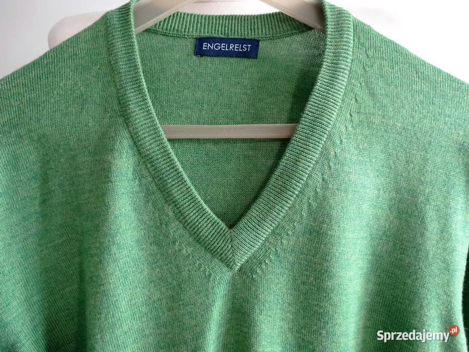 Sweter Męski Wełniany 100 Wełna Merino VNeck Łomża
