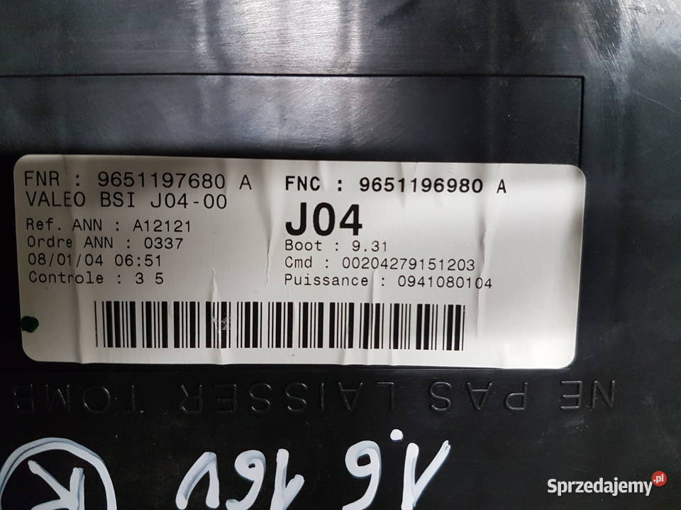 PEUGEOT 307 206 MODUL BSI 9651196980A Turek sprzedam