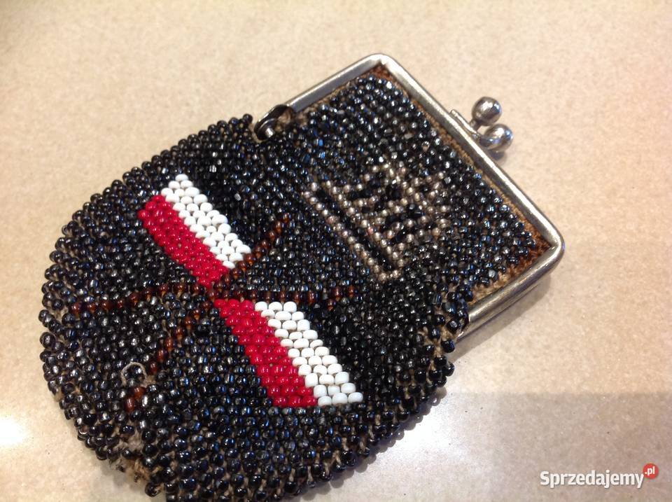 Stary Portfelik Bilonówka z Koralików Polska Nowa Sól