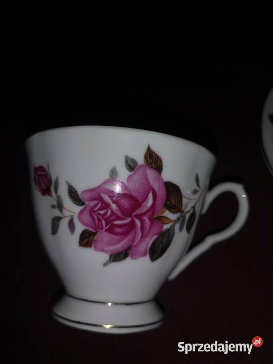 Filiżanka i talerzyk deserowy z różami Made in Gdańsk