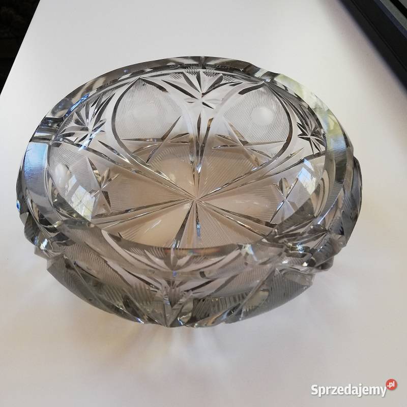 Kryształowa popielnica PRL ciężka gruba