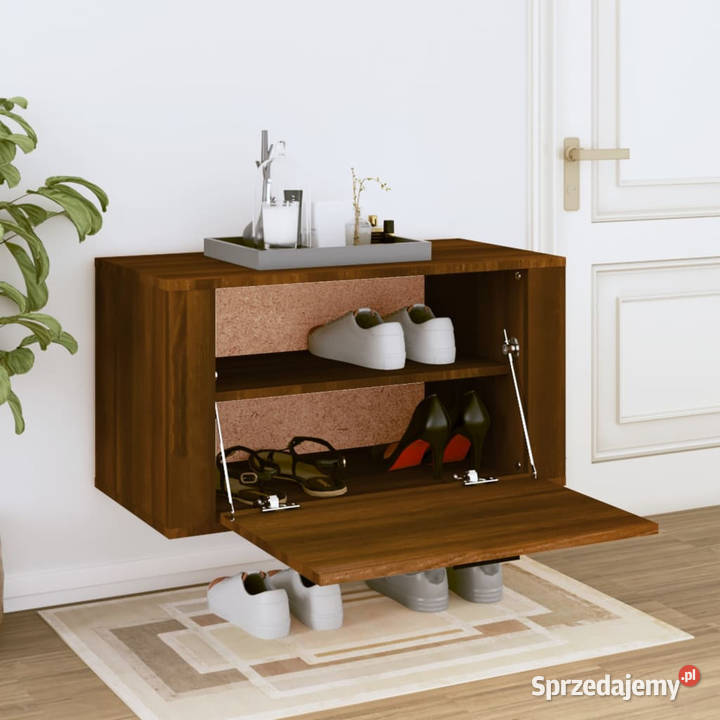 Ścienna szafka na buty brązowy dąb 70x35x38