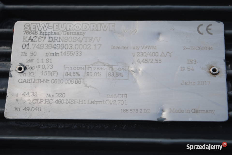 Motoreduktor kątowy 11kw 33obrmin SEW Kargowa sprzedam