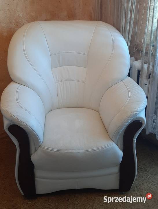 biały komplet kanapa i 2 fotele Olesno