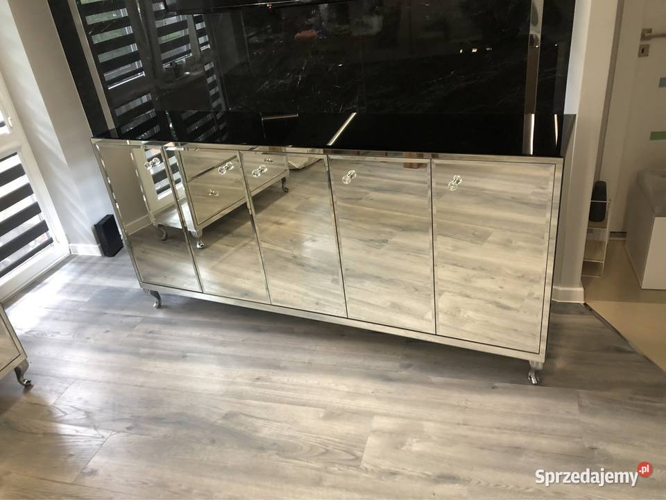 Komoda lustrzana czarna nowoczesna glamour