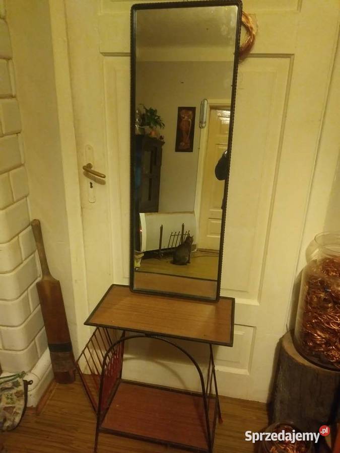 Metaloplastyka PRL Lustro gazetnik szafka Warszawa