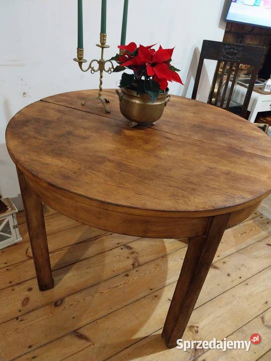 Stół okragly prl retro vintage ciezki rozkladany Stoły pomorskie Gdańsk