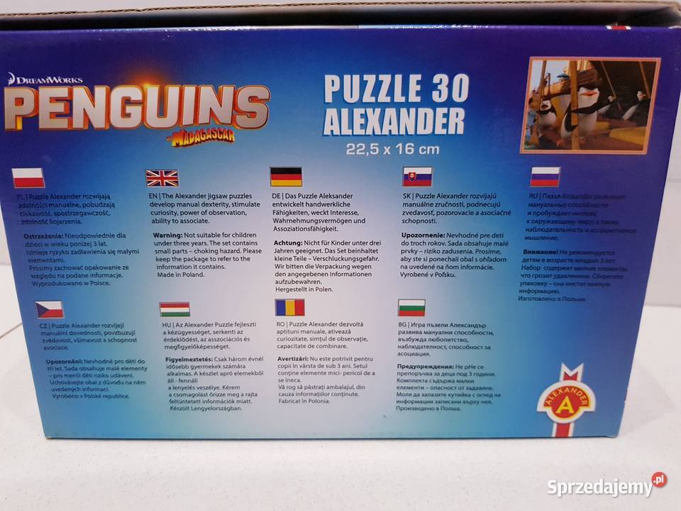 Puzzle edukacyjne Pingwiny z Madagaskaru dzieci śląskie Dąbrowa Górnicza